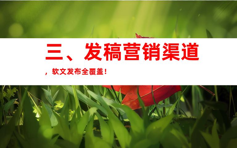 三、发稿营销渠道，软文发布全覆盖！