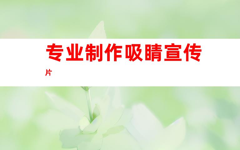 专业制作吸睛宣传片
