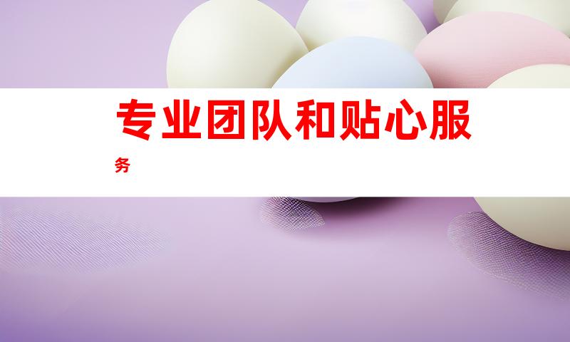 专业团队和贴心服务