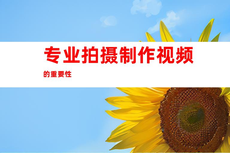 专业拍摄制作视频的重要性