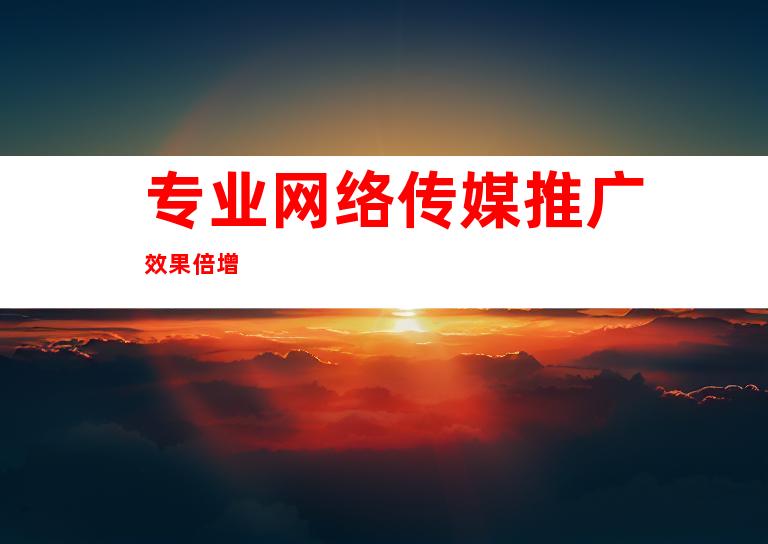 专业网络传媒推广效果倍增