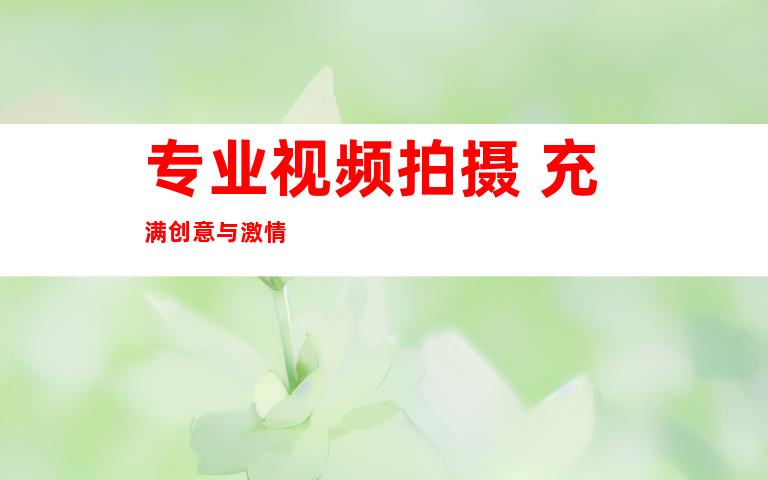 专业视频拍摄 充满创意与激情