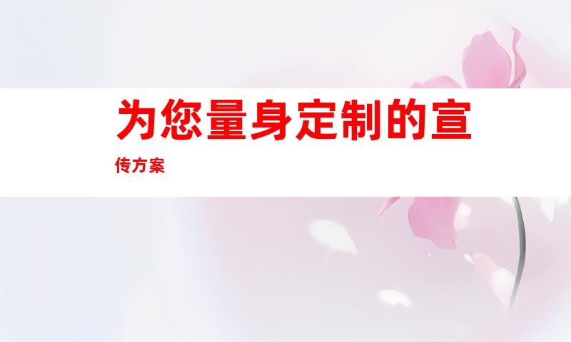 为您量身定制的宣传方案