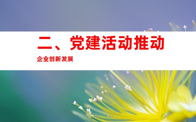 二、党建活动推动企业创新发展