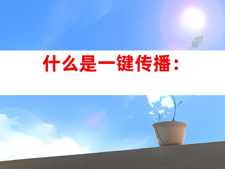 什么是一键传播：