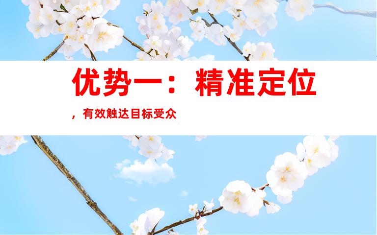优势一：精准定位，有效触达目标受众