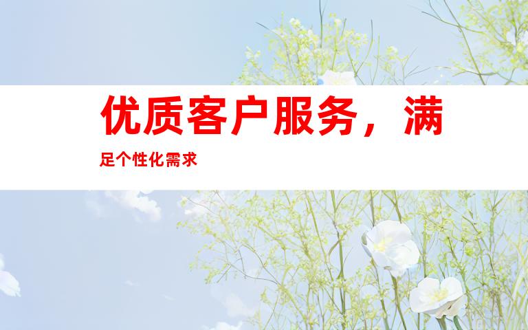 优质客户服务，满足个性化需求