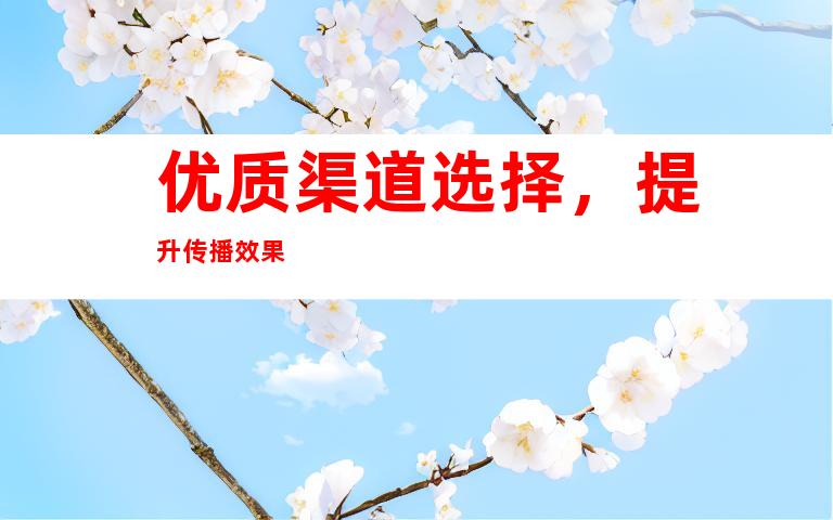 优质渠道选择，提升传播效果