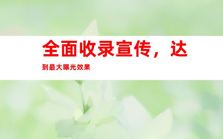 全面收录宣传，达到最大曝光效果