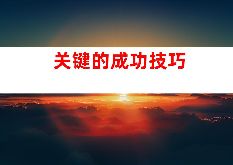 关键的成功技巧