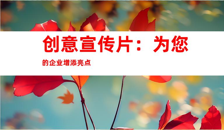 创意宣传片：为您的企业增添亮点