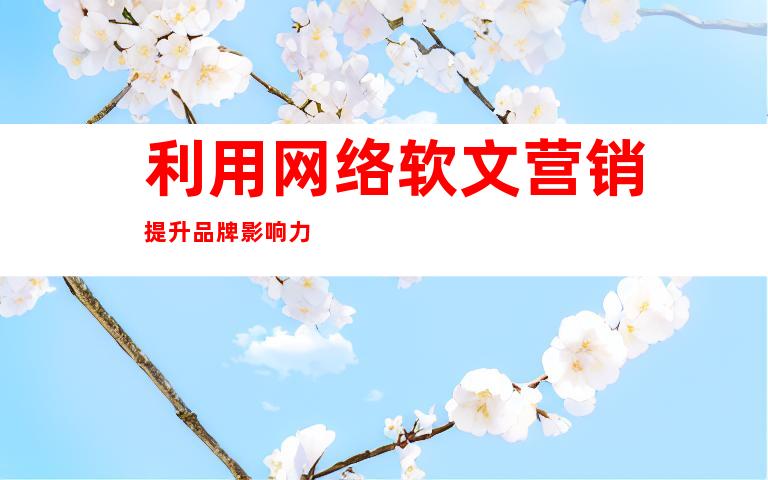 利用网络软文营销提升品牌影响力