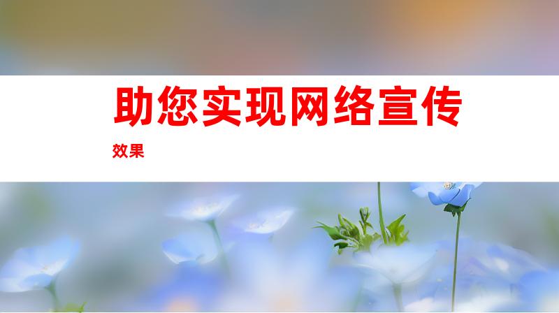 助您实现网络宣传效果