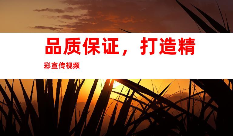 品质保证，打造精彩宣传视频