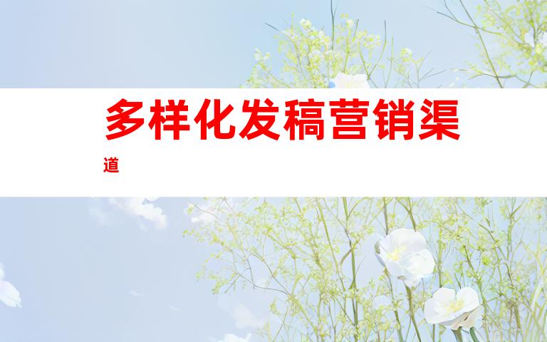 多样化发稿营销渠道