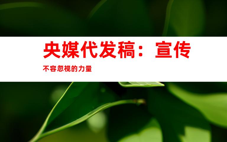 央媒代发稿：宣传不容忽视的力量