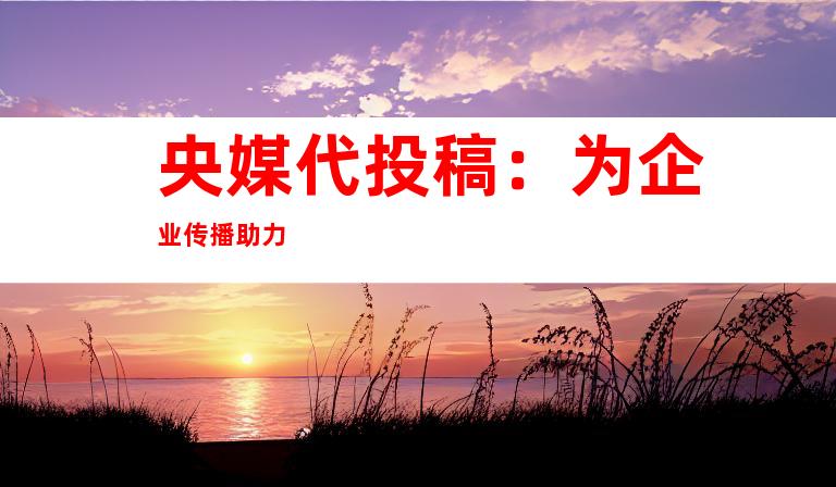 央媒代投稿：为企业传播助力