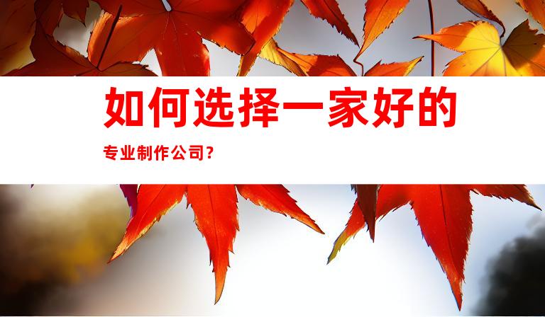 如何选择一家好的专业制作公司？