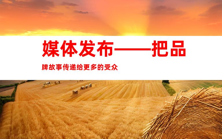 媒体发布——把品牌故事传递给更多的受众