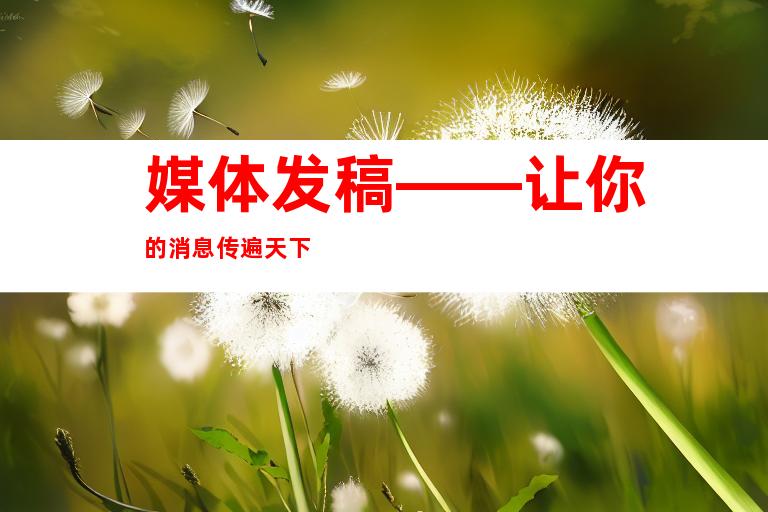 媒体发稿——让你的消息传遍天下