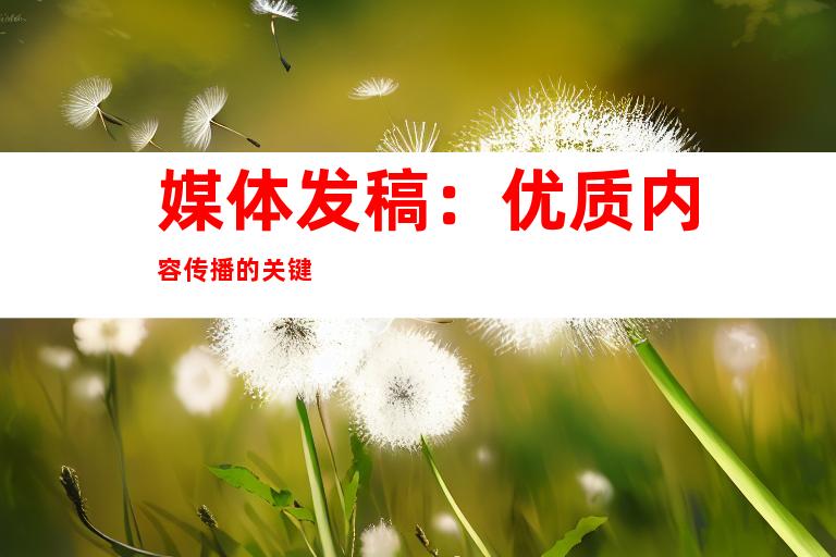 媒体发稿：优质内容传播的关键