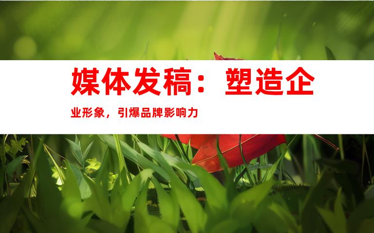 媒体发稿：塑造企业形象，引爆品牌影响力