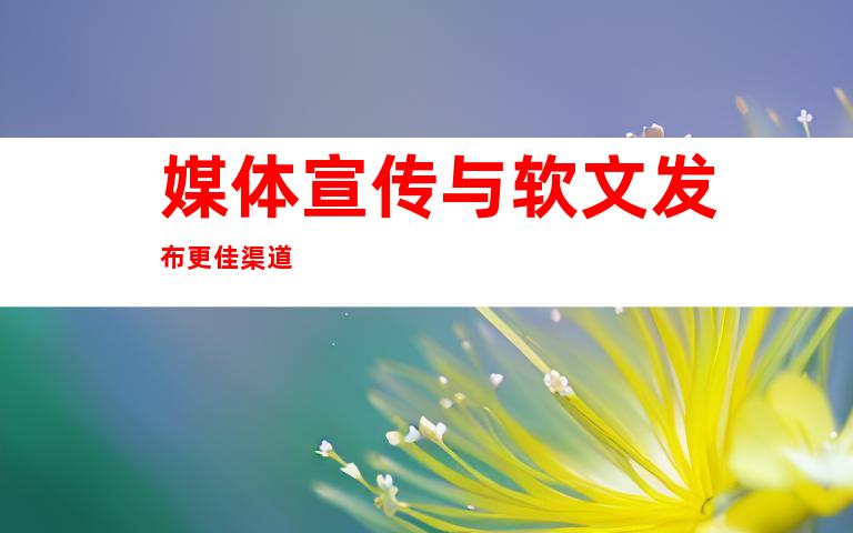 媒体宣传与软文发布更佳渠道