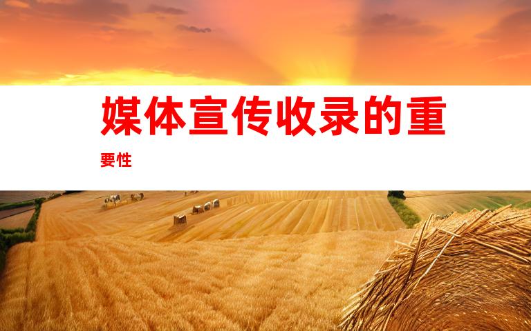 媒体宣传收录的重要性
