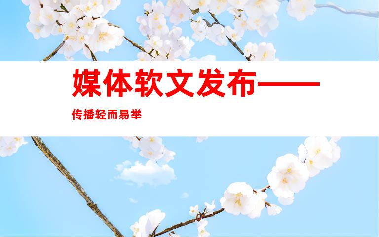媒体软文发布——传播轻而易举