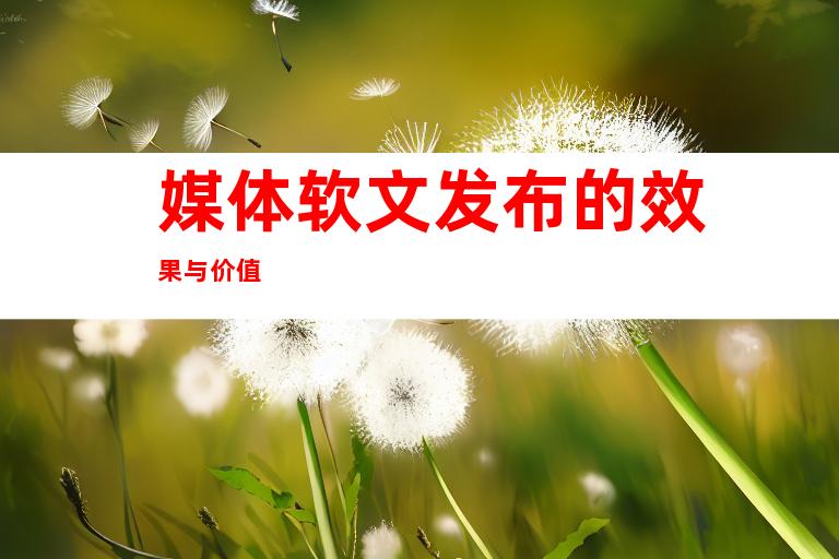 媒体软文发布的效果与价值