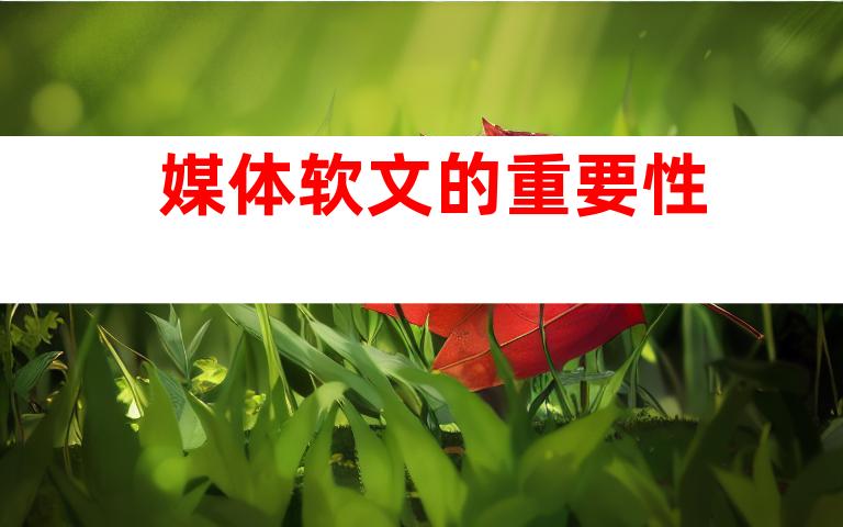 媒体软文的重要性