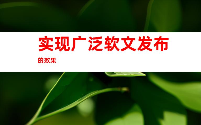 实现广泛软文发布的效果