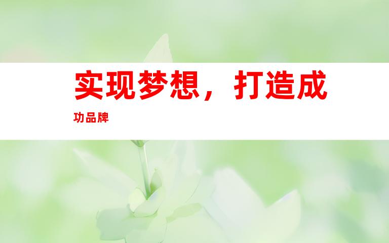 实现梦想，打造成功品牌