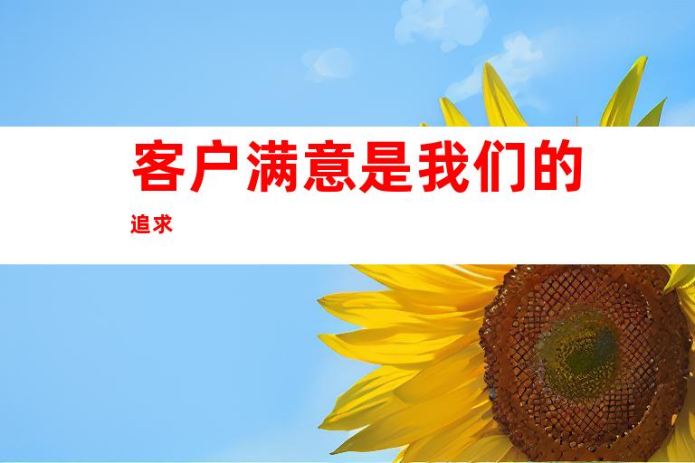 客户满意是我们的追求