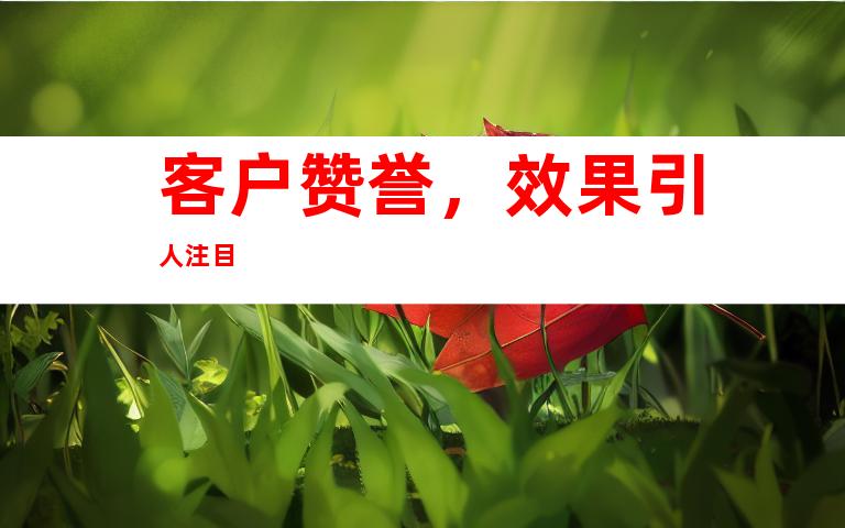 客户赞誉，效果引人注目