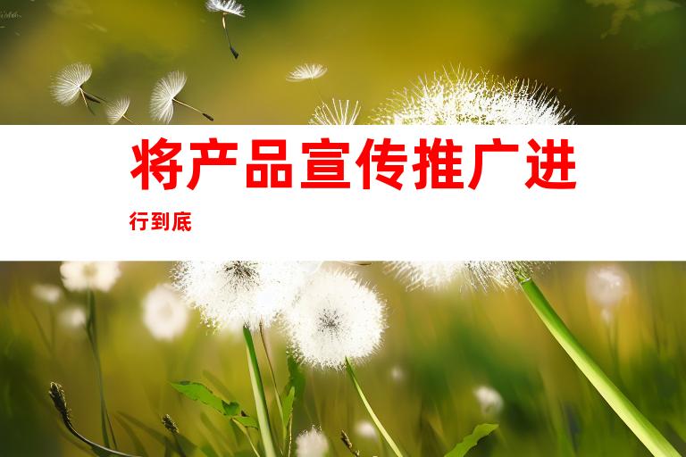 将产品宣传推广进行到底