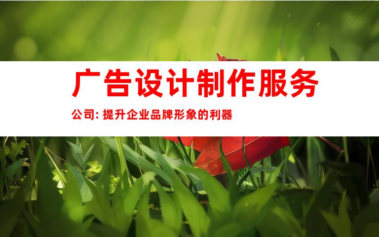 广告设计制作服务公司: 提升企业品牌形象的利器