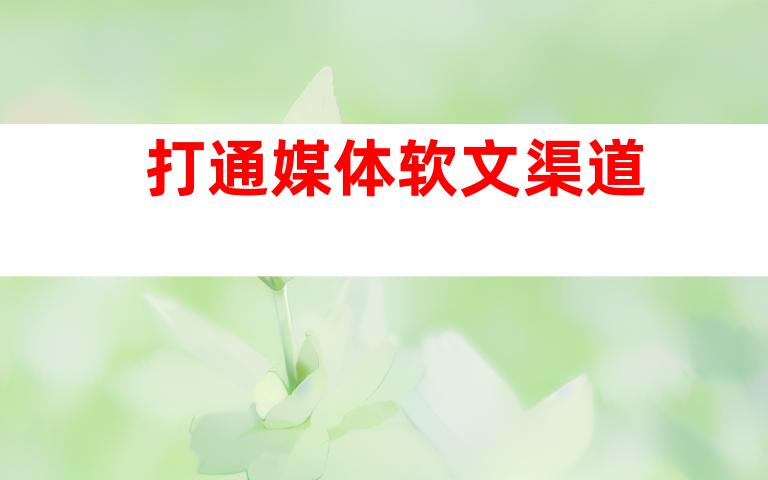 打通媒体软文渠道