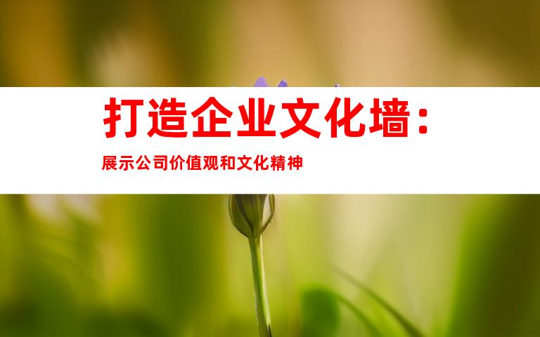 打造企业文化墙：展示公司价值观和文化精神