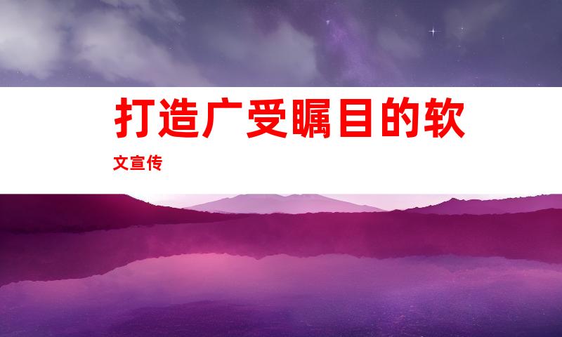 打造广受瞩目的软文宣传