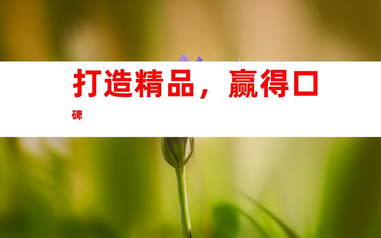 打造精品，赢得口碑
