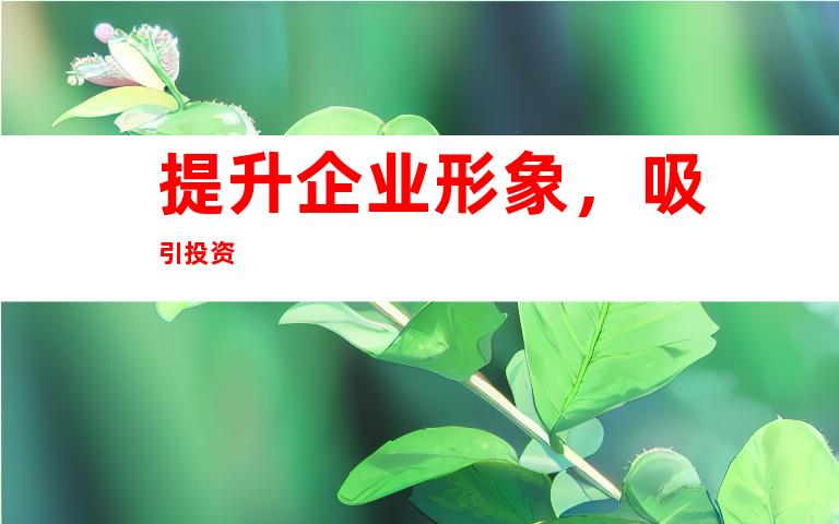 提升企业形象，吸引投资