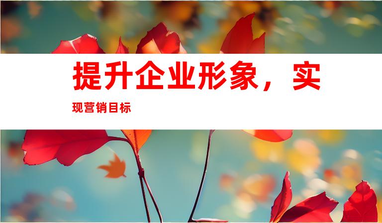 提升企业形象，实现营销目标