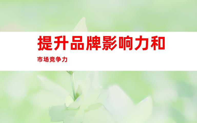 提升品牌影响力和市场竞争力