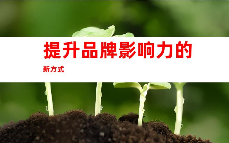 提升品牌影响力的新方式