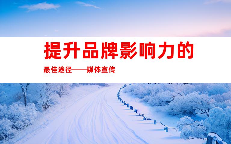提升品牌影响力的最佳途径——媒体宣传
