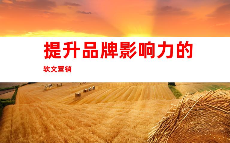 提升品牌影响力的软文营销