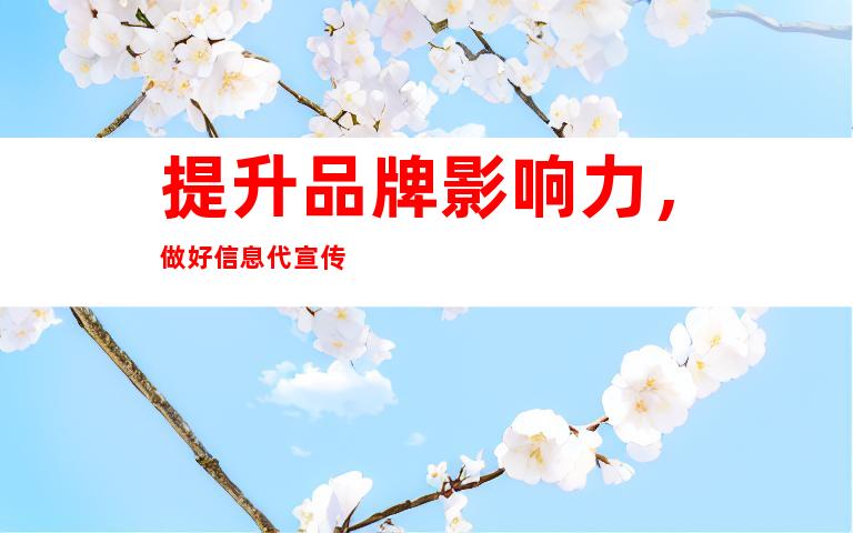 提升品牌影响力，做好信息代宣传