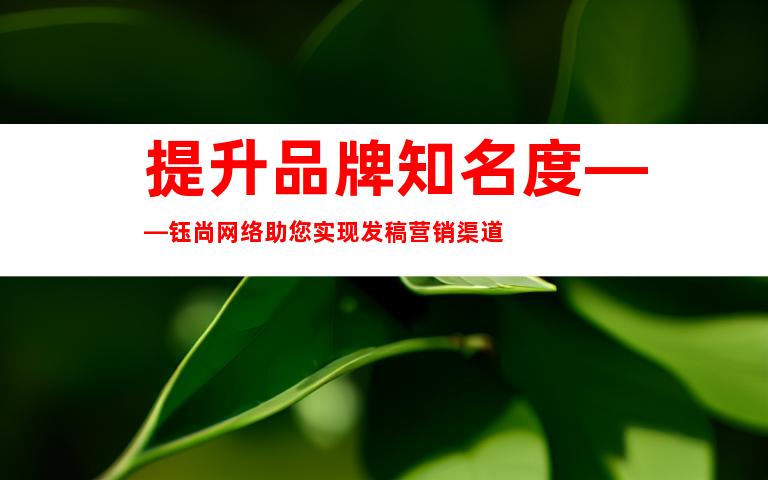 提升品牌知名度——钰尚网络助您实现发稿营销渠道