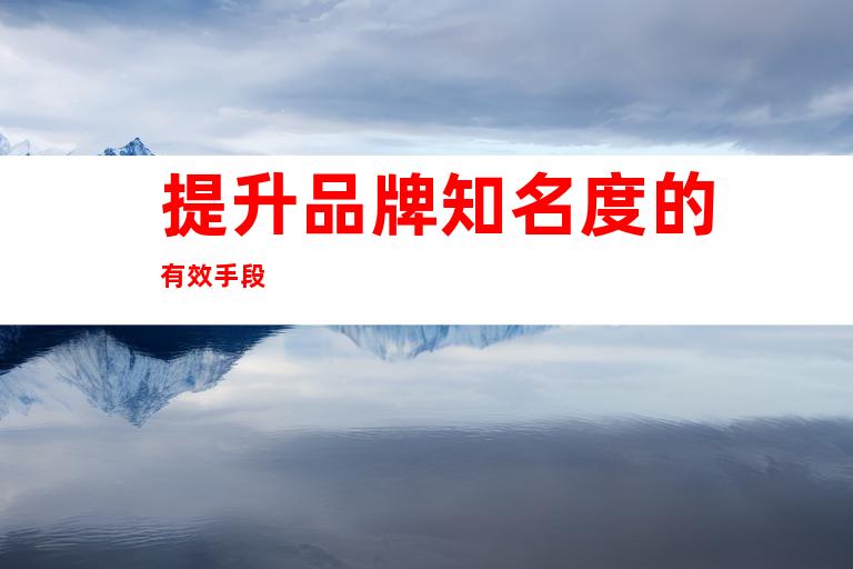 提升品牌知名度的有效手段